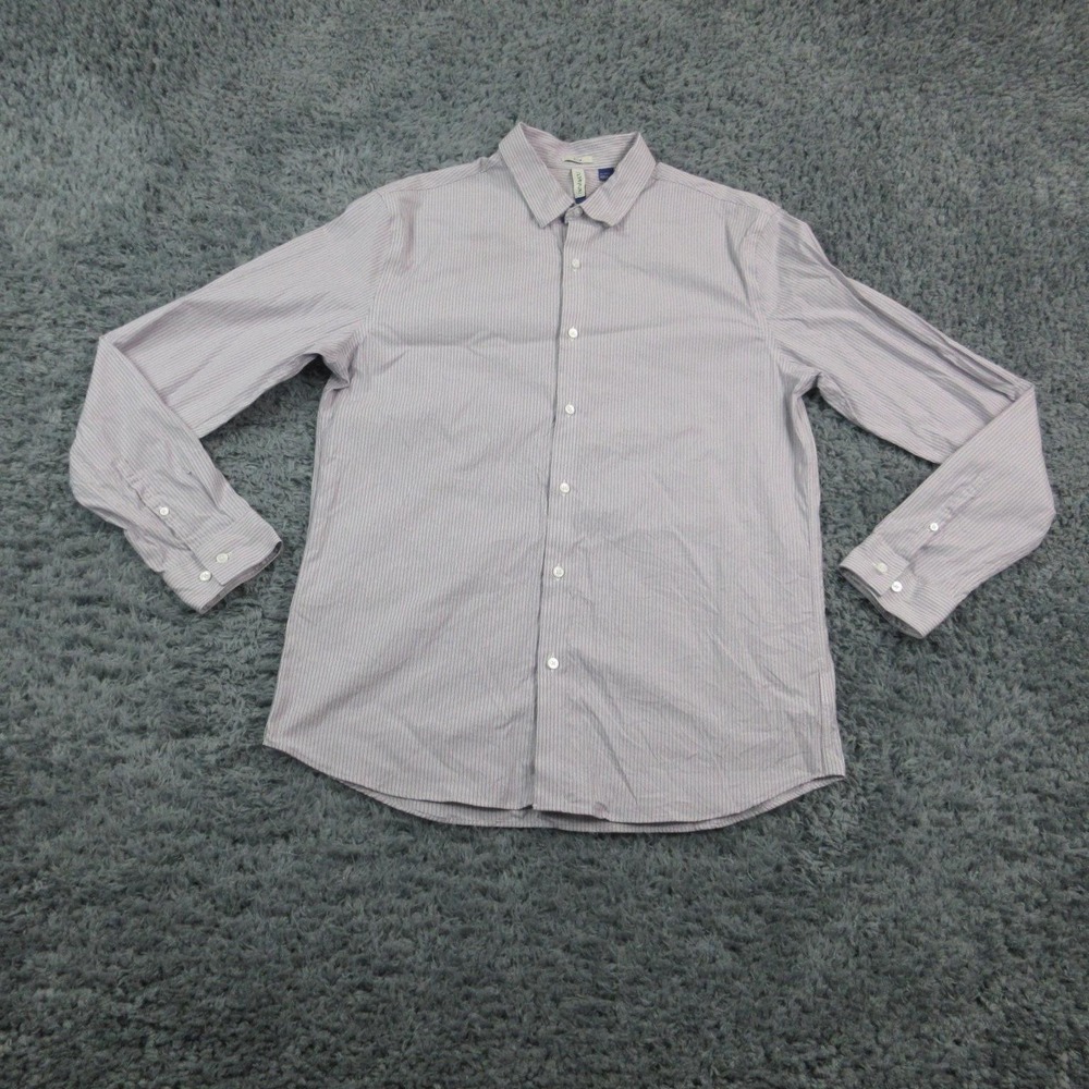 Artefact Dress Shirt Mens XL Tall Purple Stripe Slim Stretch Button Front